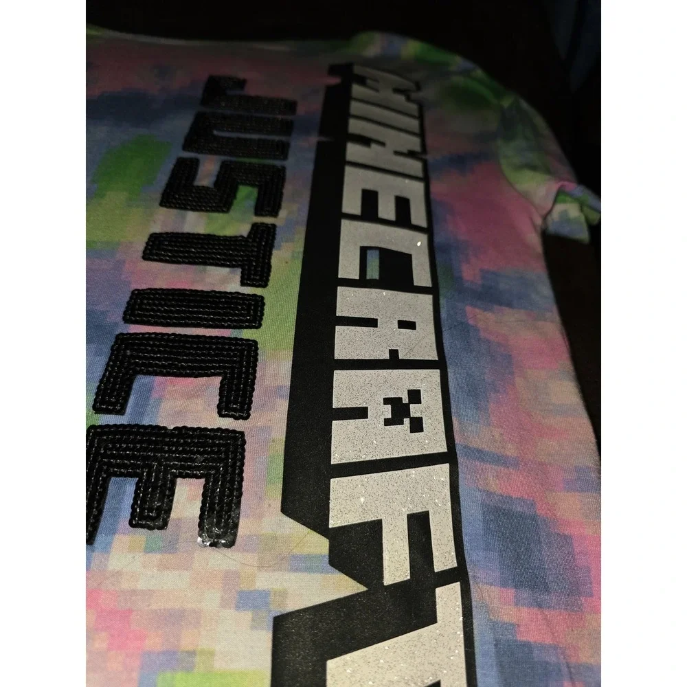Justice Minecraft outfit top and shorts tie dye set size 7 8